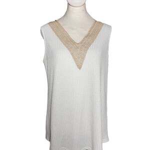 contrast lace v neck tank top casual sleeveless stripes - Bahrain